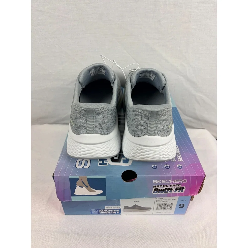 Skechers Hands Free‎ Swift Fit Womens Grey Lime Green Sneakers 178313G Size 9